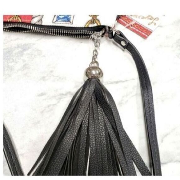 Brighton Women’s Small Crossbody Glitter and Go Pouch White Red with Tassel - Picture 11 of 16